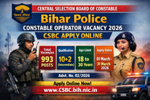 Bihar Police Constable Operator Vacancy 2026 CSBC Apply Online 993 Posts Notification Image