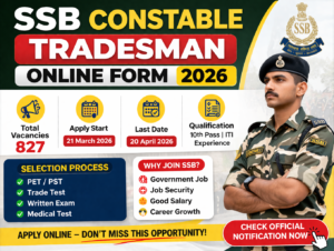 SSB Constable Tradesman Recruitment 2026 notification PDF download and apply online details