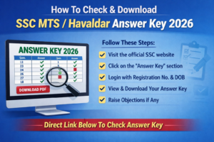 SSC MTS Havaldar Answer Key 2026 image showing how to check and download the answer key online.