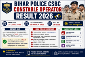 Bihar Police CSBC Constable Operator Result 2026