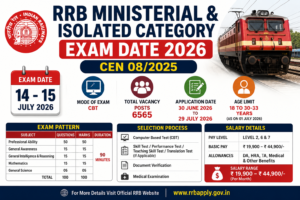 RRB Ministerial & Isolated Category Exam Date 2026