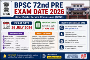 BPSC 72nd Pre Exam Date 2026 Official Exam Schedule Notification