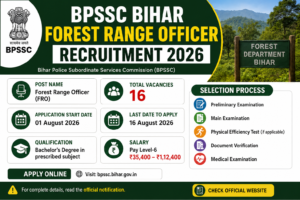 BPSSC Bihar Forest Range Officer Recruitment 2026 Notification for 16 FRO Vacancies Apply Online