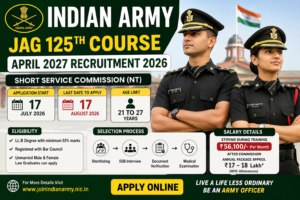 Indian Army JAG 125th Course April 2027 Recruitment 2026 Apply Online