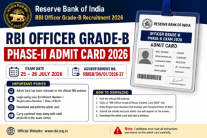 RBI Officer Grade-B Phase-II Admit Card 2026