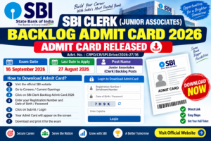SBI Junior Associates Clerk Backlog Admit Card 2026