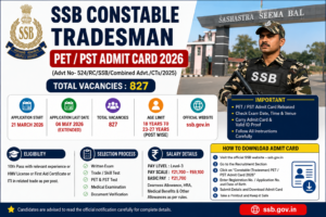 SSB Constable Tradesman PET PST Admit Card 2026