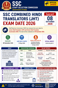 SSC Combined Hindi Translators JHT Exam Date 2026