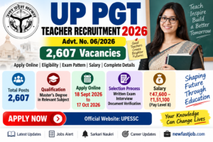 UP PGT Teacher Recruitment 2026 – 2607 Vacancies